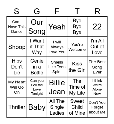 Mr. Feather's Playlist Bingo Card