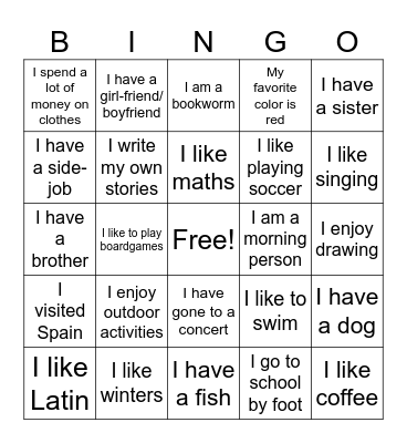 Who are we? Bingo Card
