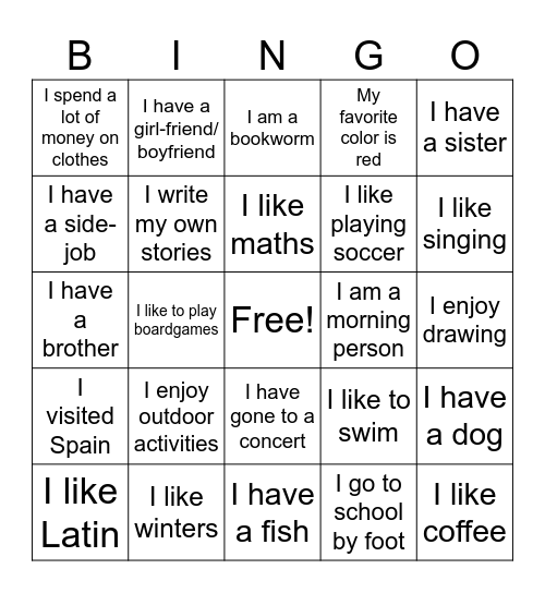 Who are we? Bingo Card