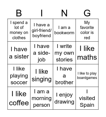 Who are we? Bingo Card