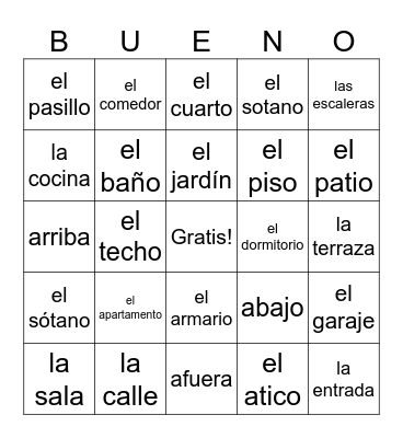 La casa Bingo Card