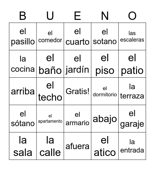 La casa Bingo Card