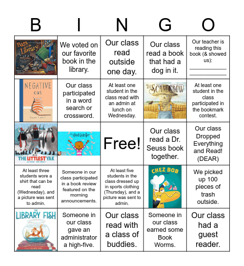 Crowell's Read Across America Bingo! Bingo Card