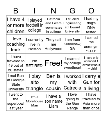 Bryan's Bingo Card