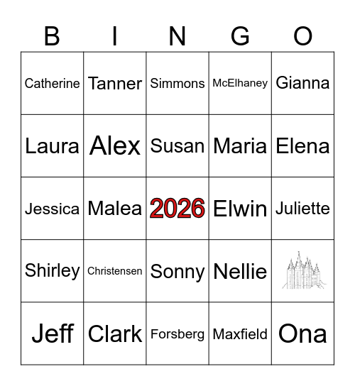 Kastanis Family Reunion Bingo Card