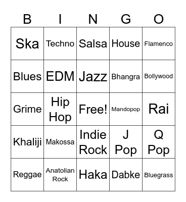 Music Around the World Bingo Card