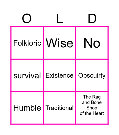 "OLD SONG" Bingo Card