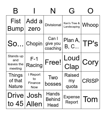 Ken'ism Bingo Card