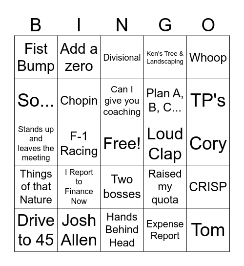 Ken'ism Bingo Card