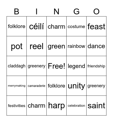 St. Patrick's Day Bingo Card