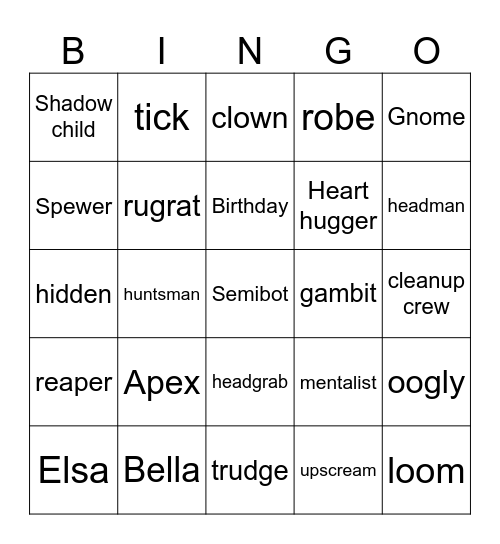 Untitled Bingo Card