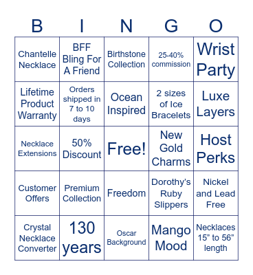 BLINGO Bingo Card