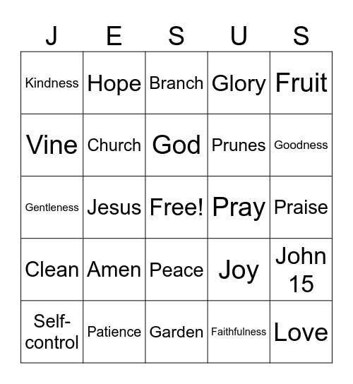 JESUS IS THE TRUE VINE! Bingo Card