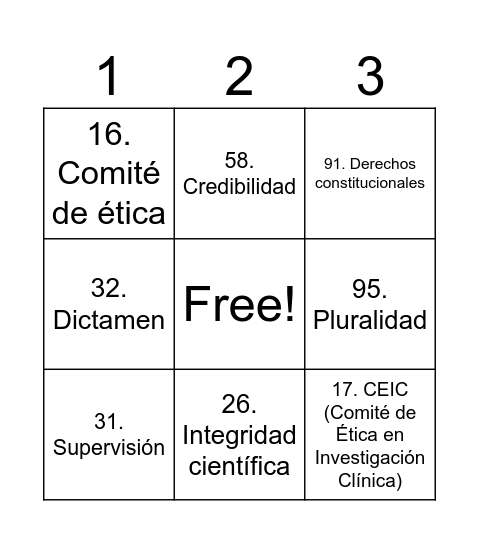 ética en la investigación clinica Bingo Card