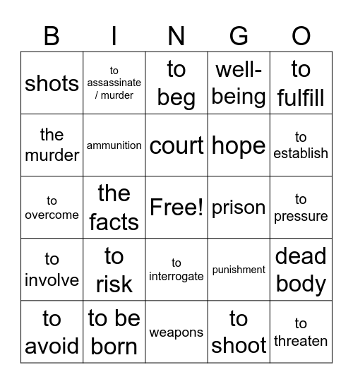 Vida y muerte Bingo Card