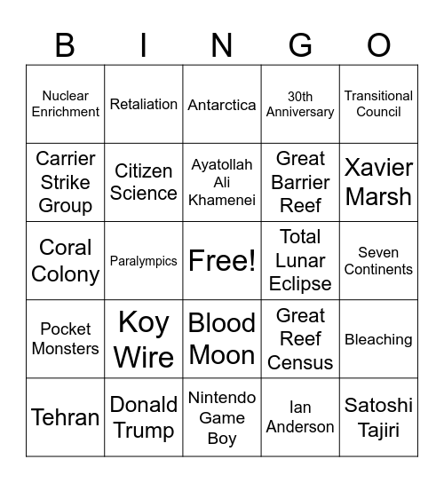 CNN 10 3/2/26 Bingo Card