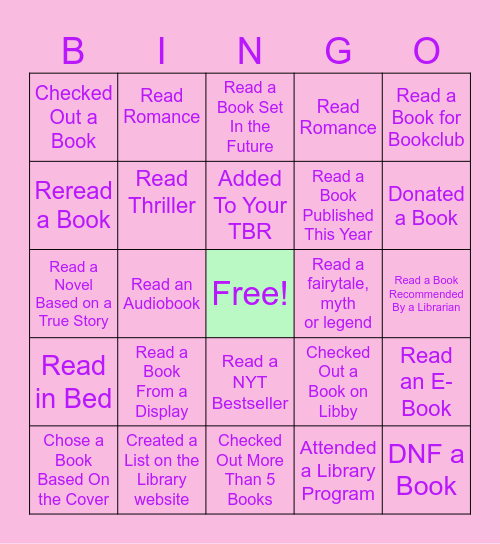 Spring Book Bingo Card