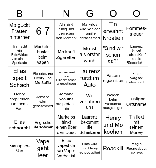 Mos großes Bingo Card