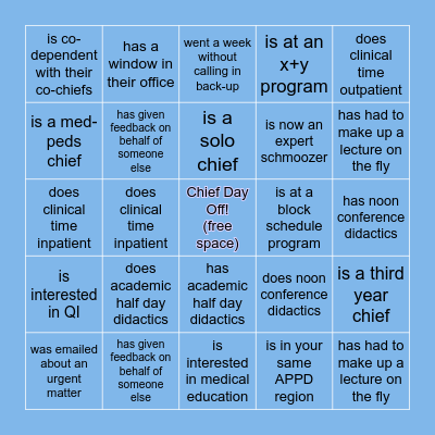 Find a Graduating Chief who Bingo Card