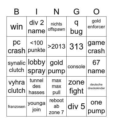 DIVISION 4 Bingo Card