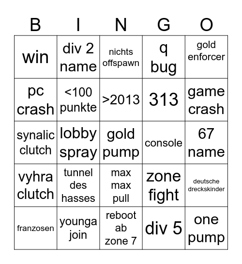 DIVISION 4 Bingo Card