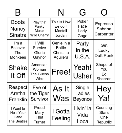 WWBPA MUSIC BINGO Card