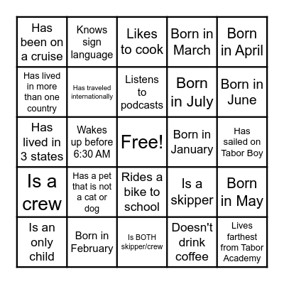 Coworker Team Building Bingo Card