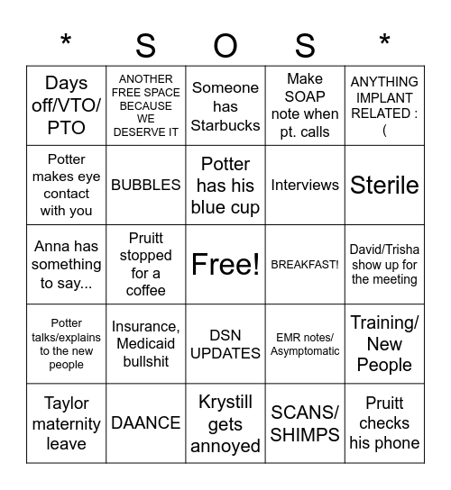 FIRST MEETING WITHOUT MICHELLE Bingo Card