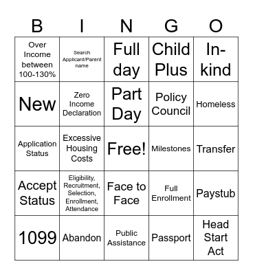 Advocate, Leadership, Transparency, Accountability, Empower Bingo Card