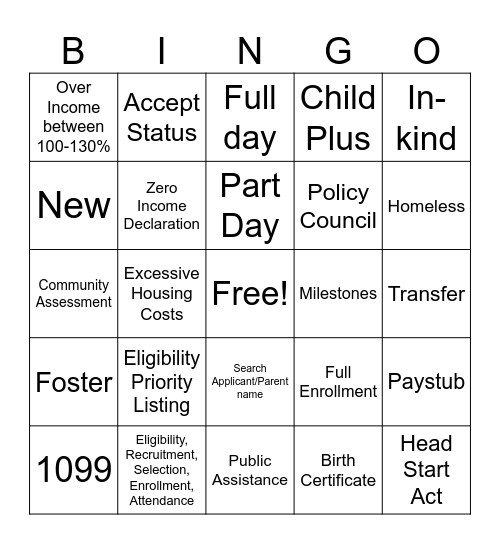 Advocate, Leadership, Transparency, Accountability, Empower Bingo Card