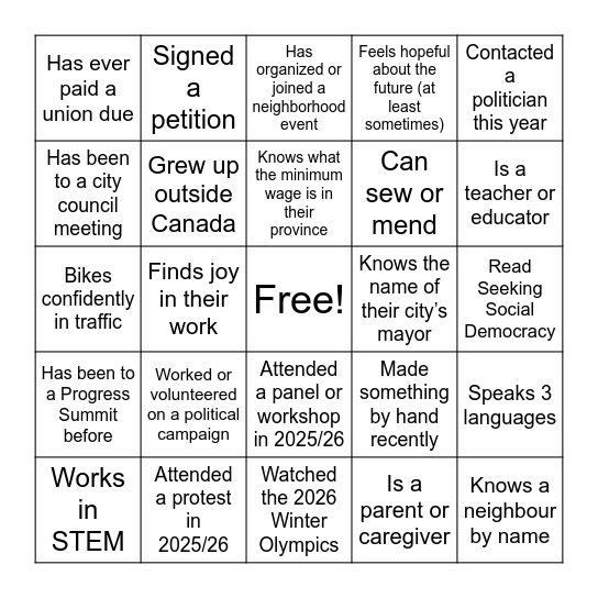 Find Someone Who Bingo Card