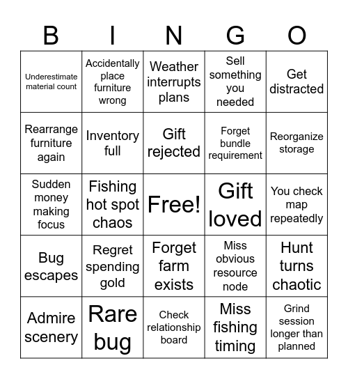 Palia Bingo Card