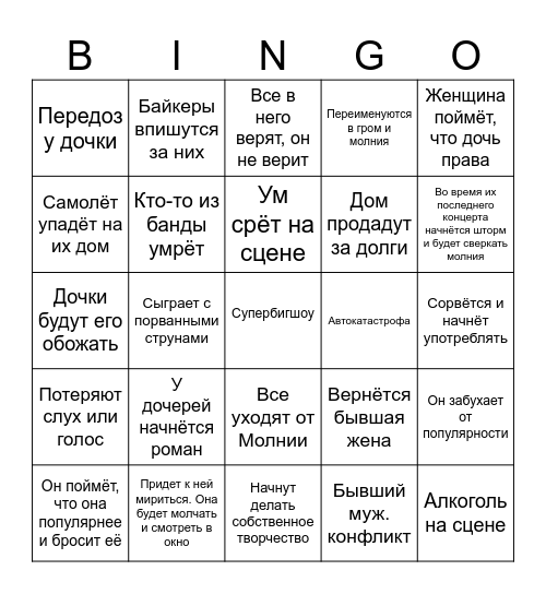 Музыка звучит Bingo Card