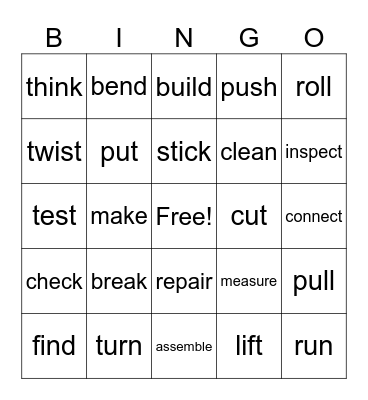 Simple past verbs Bingo Card