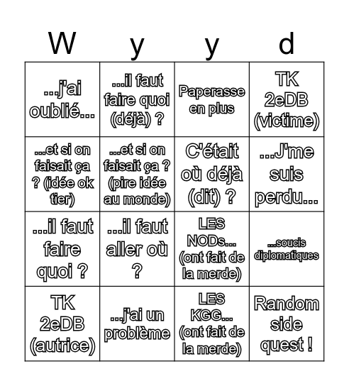 Foxhole Regiment LARP Bingo Card
