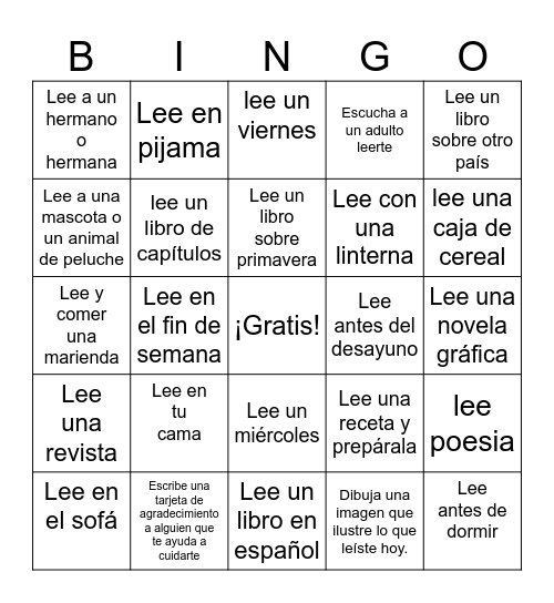 March Reading Bingo Card