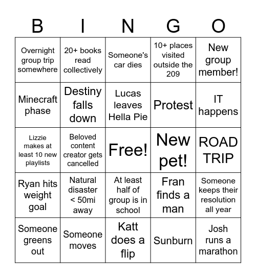 Weenie Hut Bingo Card