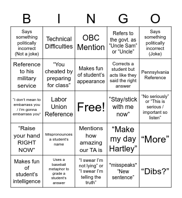 Con Law Bingo Card