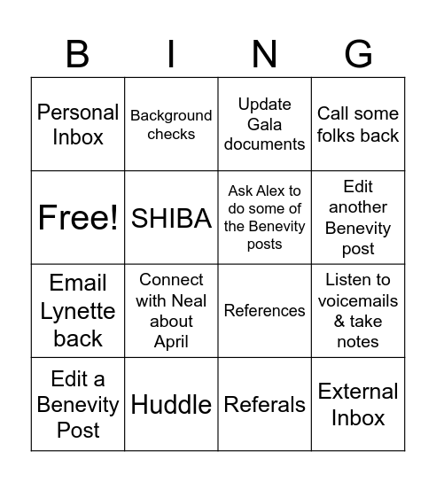 I'm doing a new thing! Bingo Card