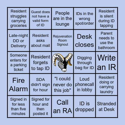 Security Desk Bingo Card