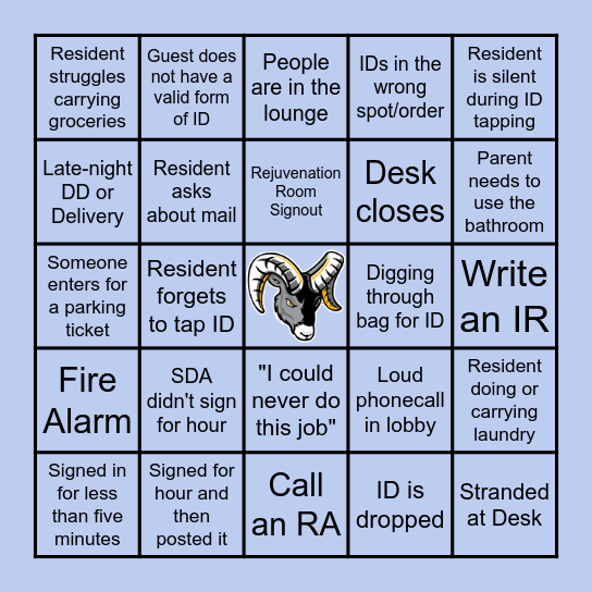 Security Desk Bingo Card
