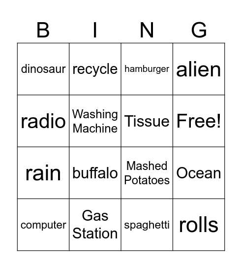 Second Grade Speech BINGO Card