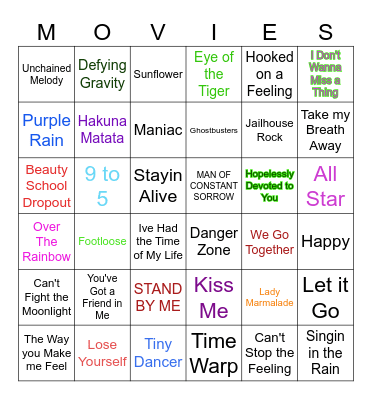 Movie Soundtracks Bingo Card