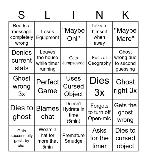 Slink Bingo (v3.3) Bingo Card