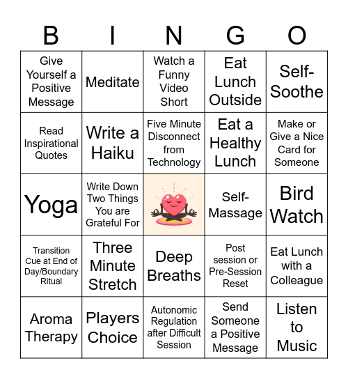 Well BeINGO Bingo Card