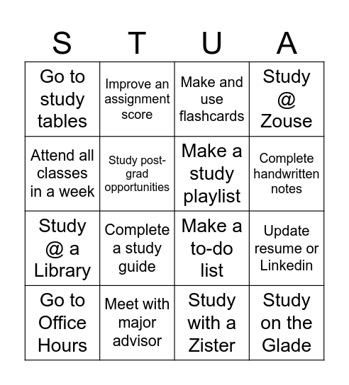 Zeta Study Bingo Card! Bingo Card