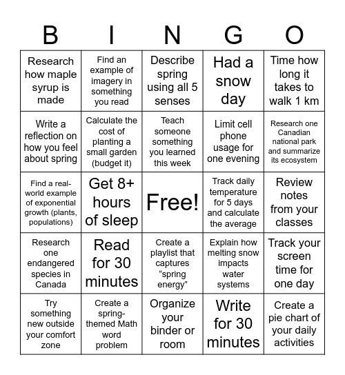 LearnAbility Spring Bingo Card Bingo Card