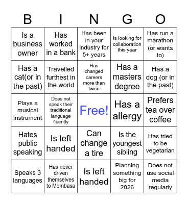 PS AUDIO VISUAL (NETWORKING BINGO) Bingo Card