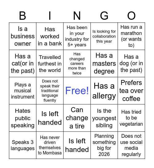 PS AUDIO VISUAL (NETWORKING BINGO) Bingo Card