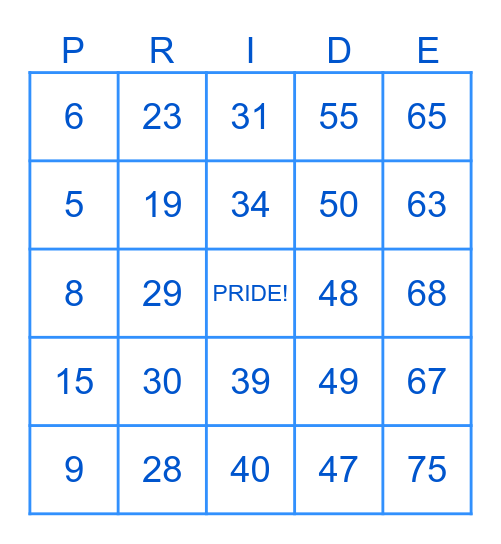 Pride Employee Celebration! Bingo Card